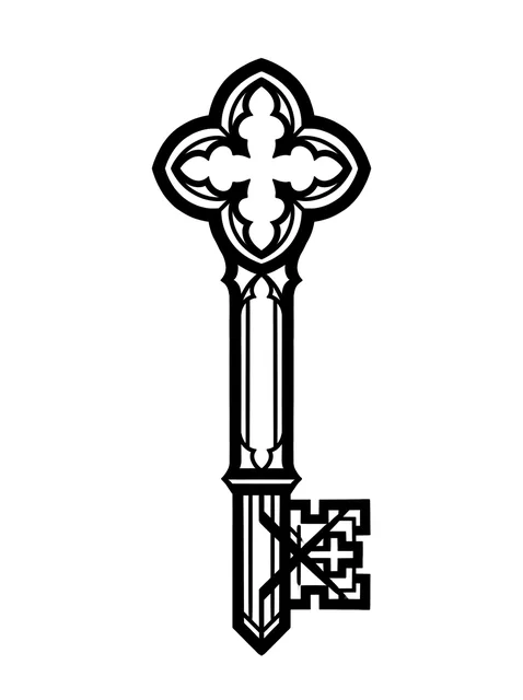 Black and grey gothic key tattoo design