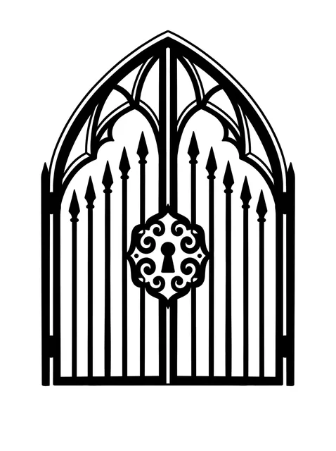 Black and grey gothic key tattoo design: a prominent keyhole in the center