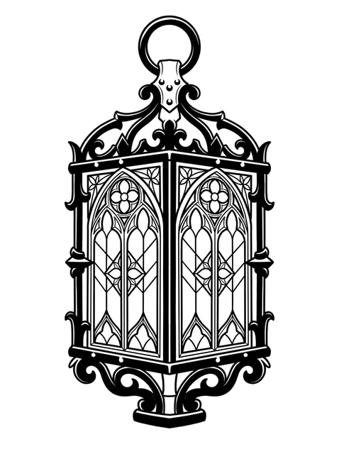 Black and grey gothic lantern tattoo design