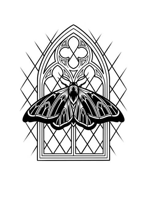 Black and grey gothic moth tattoo design