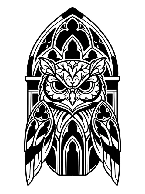 Black and grey gothic owl tattoo design