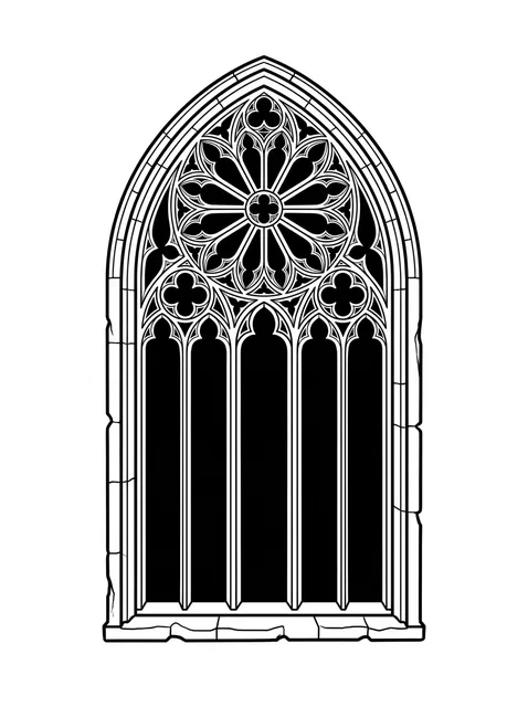 Black and grey gothic rose window tattoo design