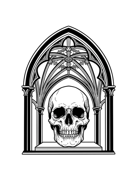 Black and grey gothic skull tattoo design