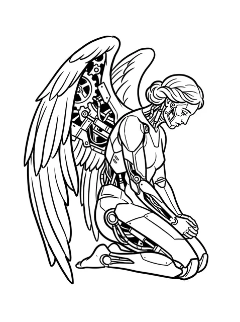 Black and white illustrative angel and woman portrait tattoo design