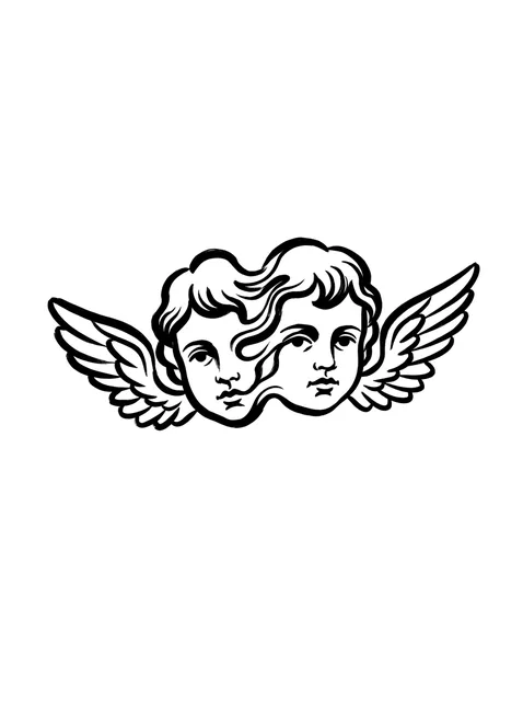 Black and white illustrative angel tattoo design