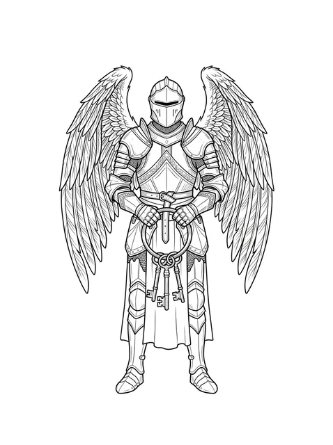 Black and grey illustrative archangel and angel tattoo design