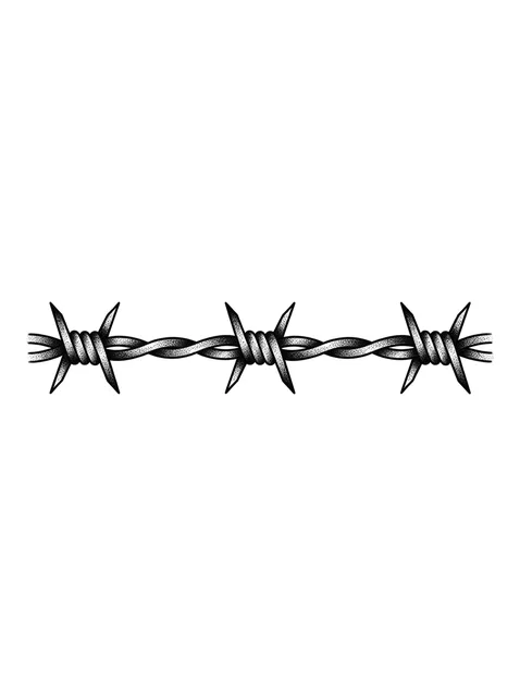 Black and grey illustrative armband and barbed wire tattoo design