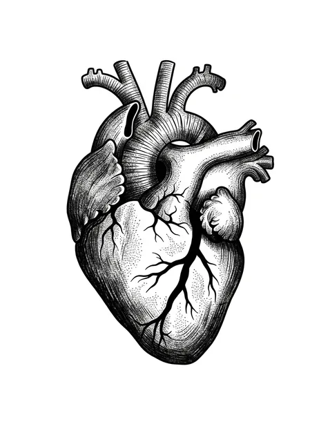 Black and grey illustrative broken heart tattoo design