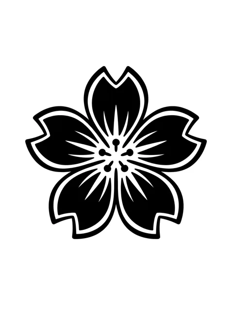 Black and white illustrative flower and cherry blossom tattoo design: a cherry blossom flower