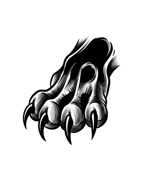 illustrative claw tattoo design, black and grey