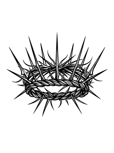 Black and grey illustrative crown tattoo design: a crown of thorns
