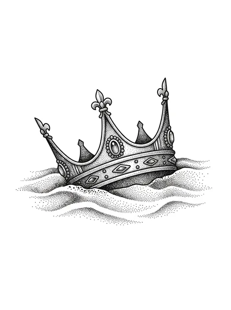 Black and grey illustrative crown tattoo design