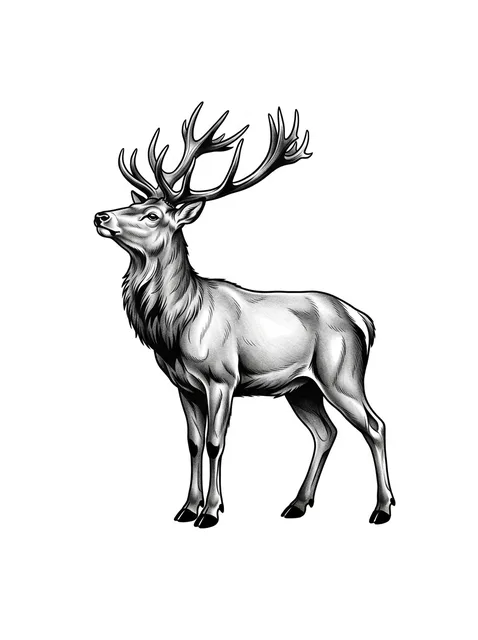 Black and grey illustrative deer tattoo design