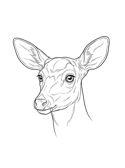 Black and grey illustrative deer tattoo design: the head of a deer