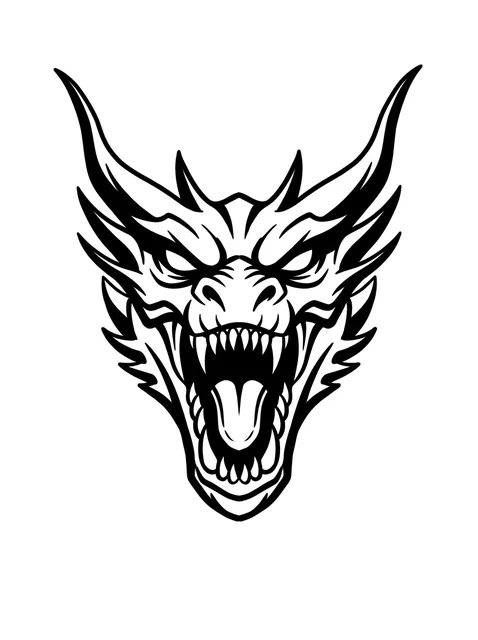 Black and grey illustrative dragon tattoo design: the mythical creature