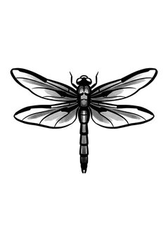 Black and grey illustrative dragonfly tattoo design