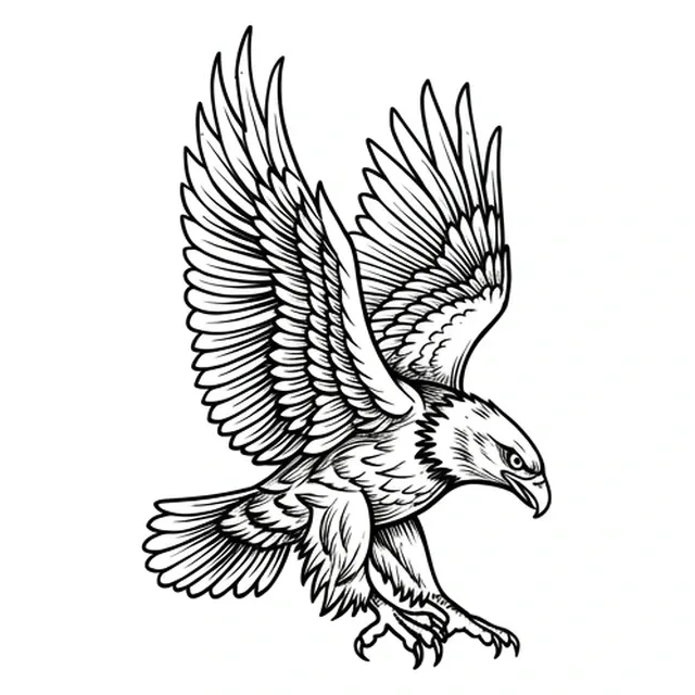 Black and white illustrative eagle and bird tattoo design