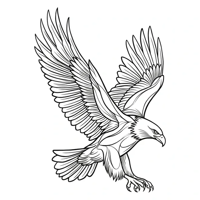 Black and grey illustrative eagle tattoo design