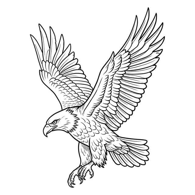 Black and grey illustrative eagle tattoo design
