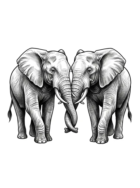 Black and grey illustrative elephant tattoo design