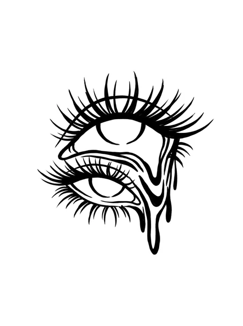Black and grey illustrative eye tattoo design