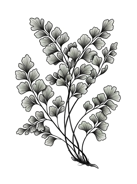 Black and grey illustrative fern tattoo design