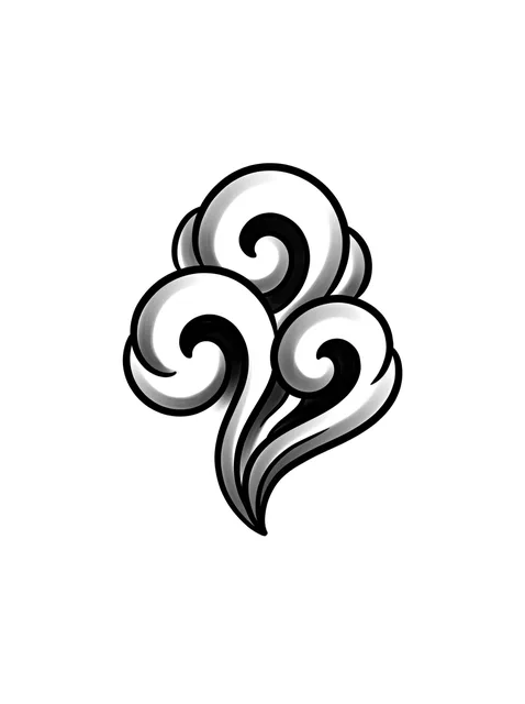Black and grey illustrative filler and smoke tattoo design