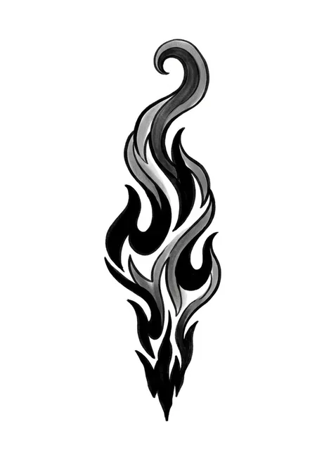 Black and grey illustrative fire tattoo design