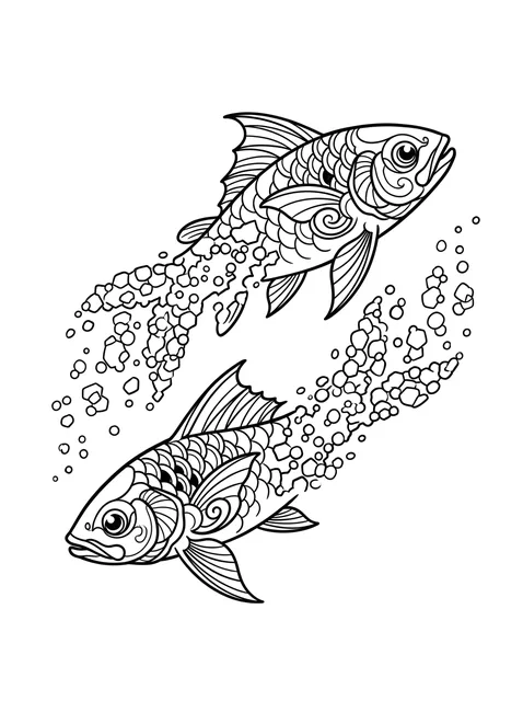 Black and white illustrative fish tattoo design