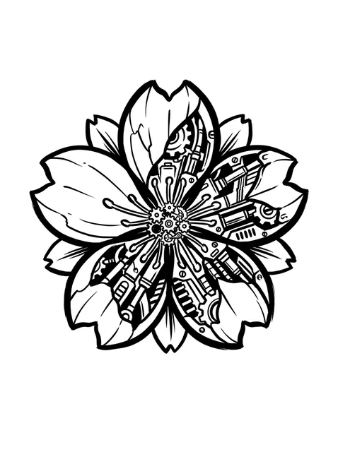illustrative Flower tattoo design, black and grey