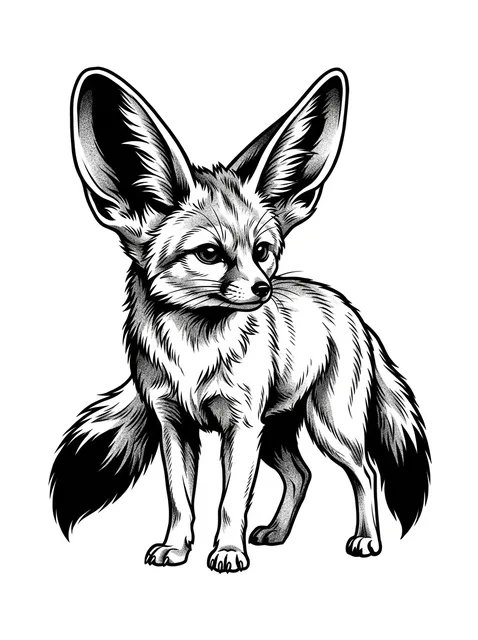 Black and grey illustrative fox tattoo design