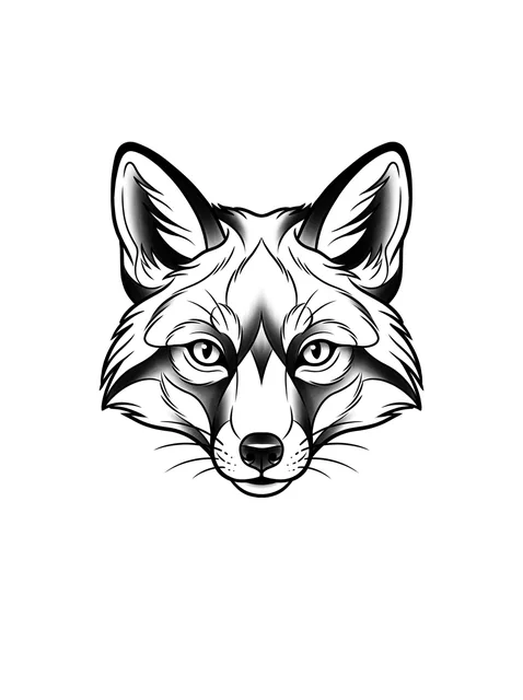 Black and grey illustrative fox tattoo design