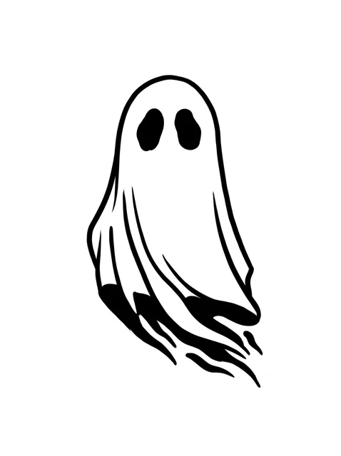 Black and white illustrative ghost tattoo design