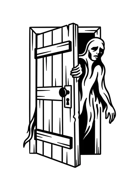 Black and grey illustrative ghost tattoo design