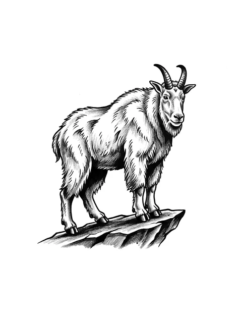 Black and grey illustrative goat tattoo design