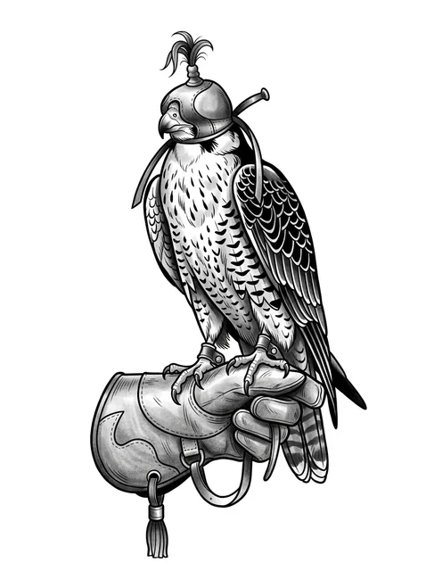 Black and grey illustrative hawk tattoo design