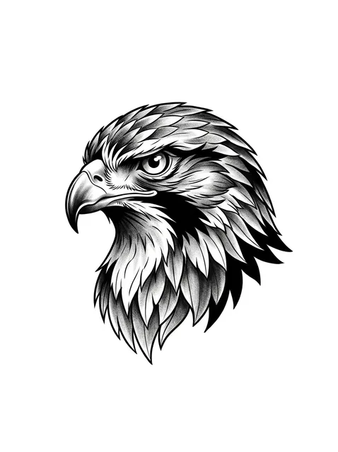 Black and grey illustrative hawk tattoo design