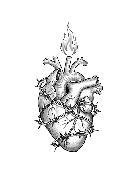 illustrative heart tattoo design