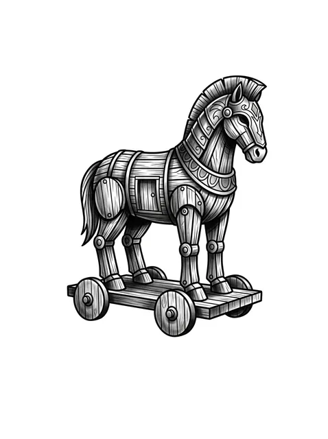 Black and grey illustrative horse tattoo design