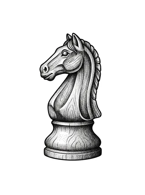 Black and grey illustrative horse tattoo design