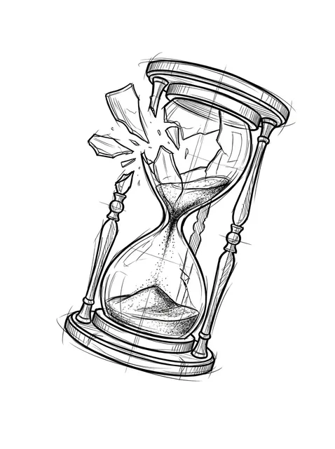 Black and grey illustrative hourglass tattoo design