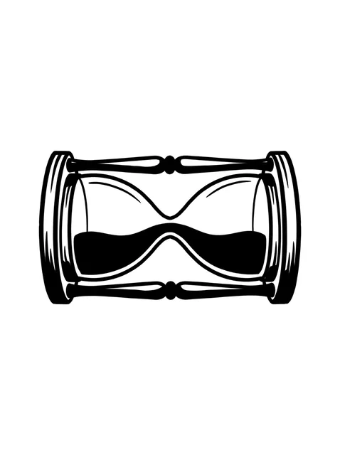 Black and white illustrative hourglass tattoo design