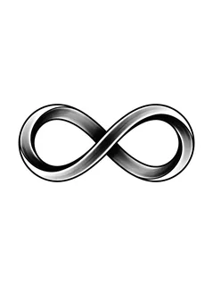Black and grey illustrative infinity tattoo design