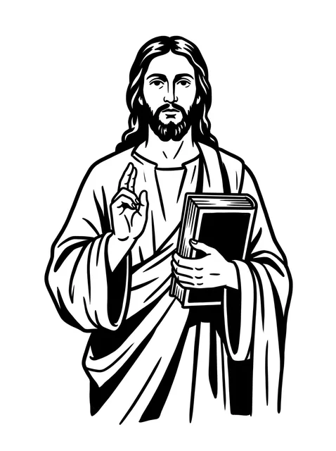 Black and white illustrative jesus tattoo design