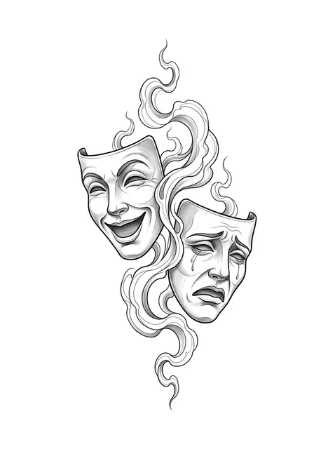 Black and grey illustrative laugh now cry later and smoke tattoo design