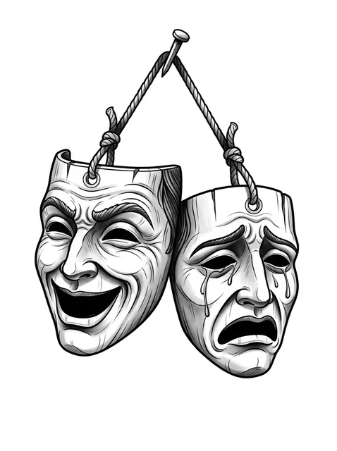 Black and grey illustrative laugh now cry later tattoo design