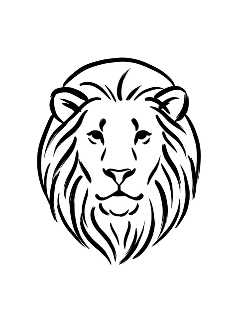 Black and white illustrative lion tattoo design: a lion's head