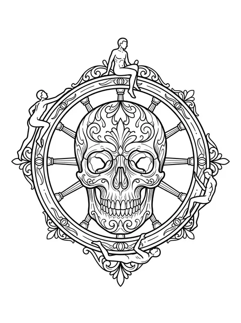 Black and grey illustrative memento mori and skull tattoo design