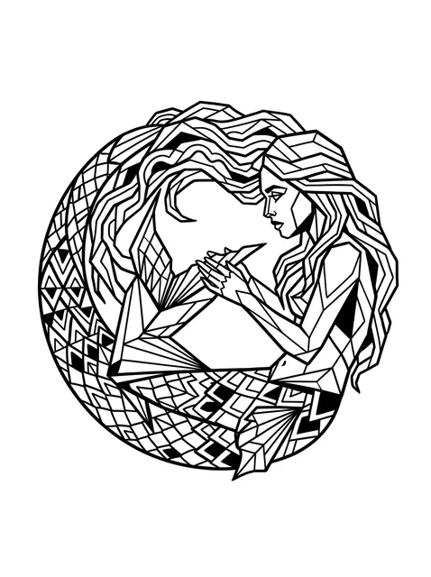 Black and grey illustrative mermaid tattoo design