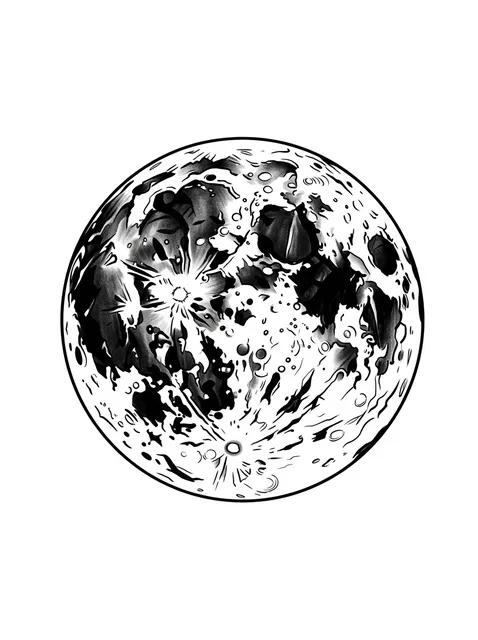 Black and white illustrative moon tattoo design